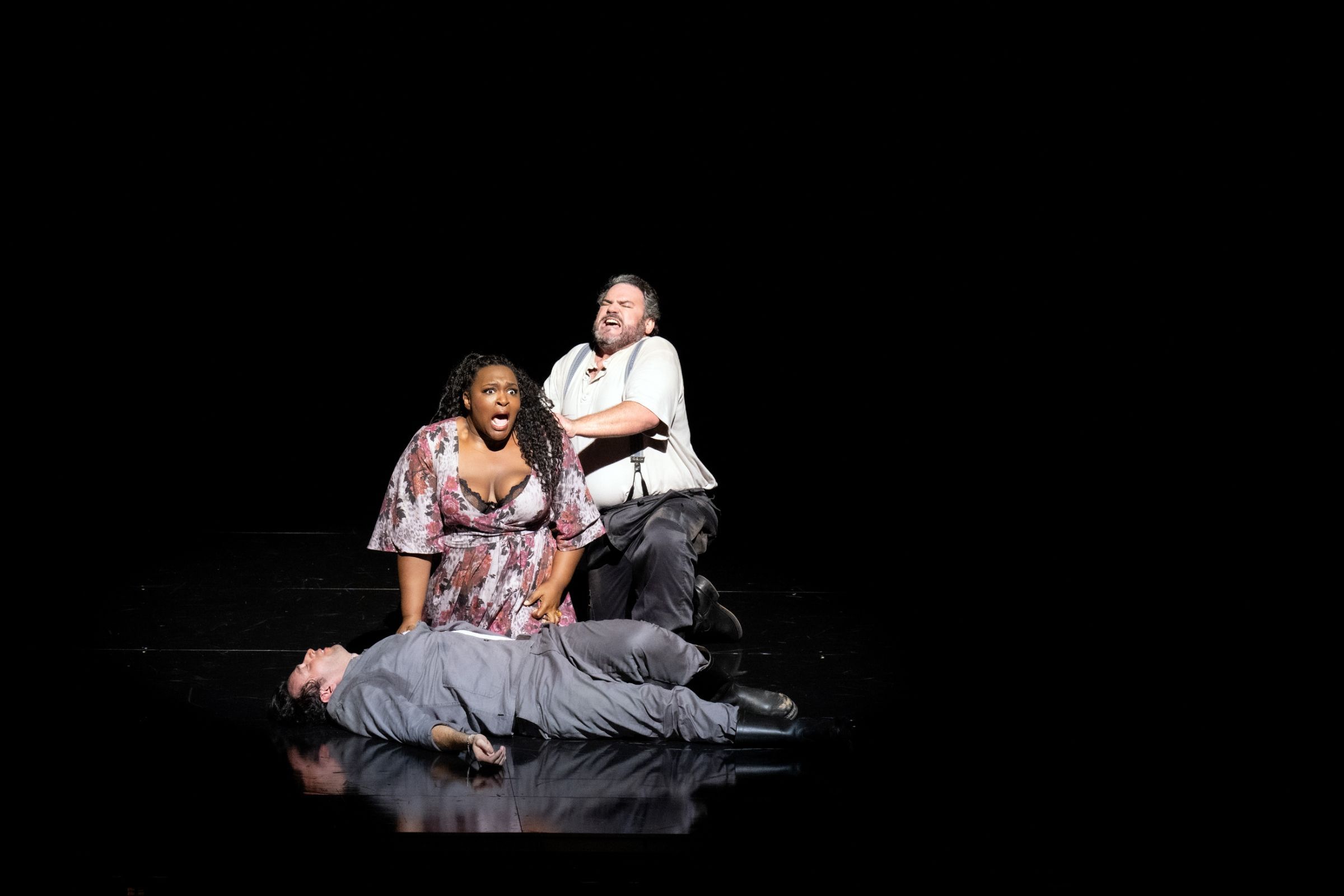 Joshua Guerrero (Luigi), Leah Hawkins (Giorgetta) and Daniel Luis de Vicente (Michele) &copy; Monika Rittershaus | Dutch National Opera
