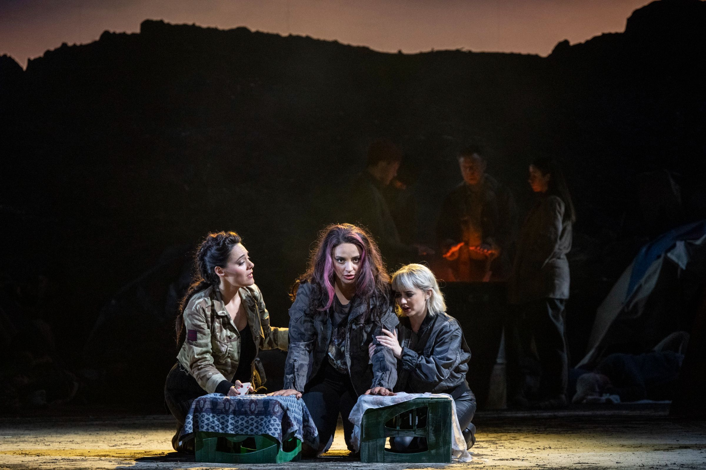Kezia Bienek (Mercédès), Rihab Chaieb (Carmen) and Elisabeth Boudreault (Frasquita) &copy; Glyndebourne Productions | Richard Hubert Smith