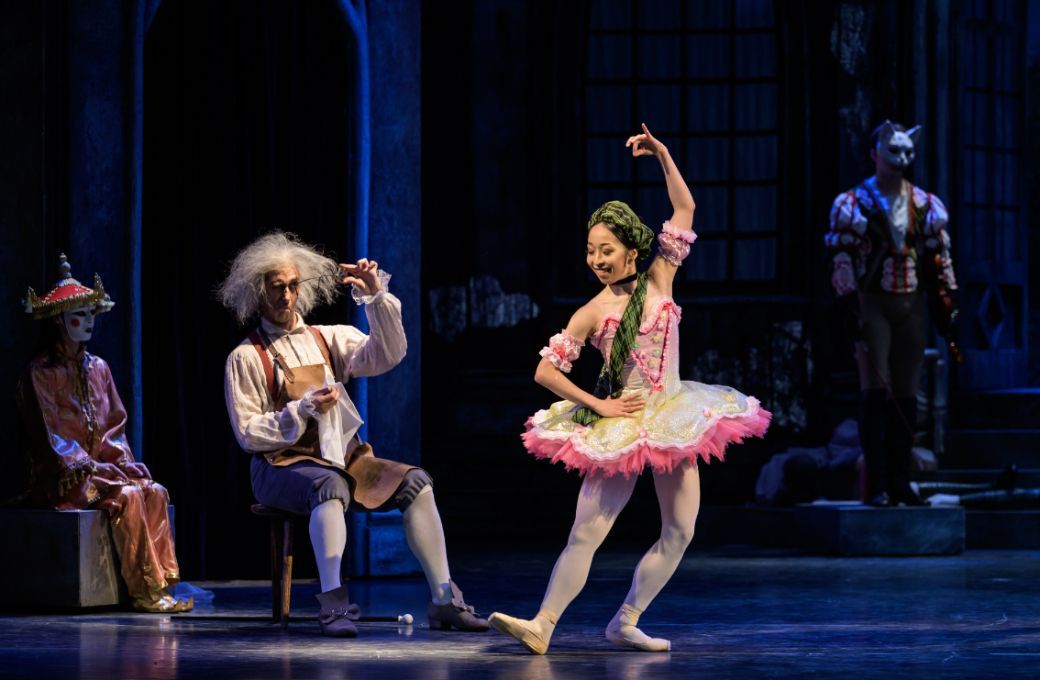 Giovanni Rotolo as Dr Coppélius and Aya Okumura as Swanilda in Ronald Hynd's <i>Coppélia</i> © Serghei Gherciu