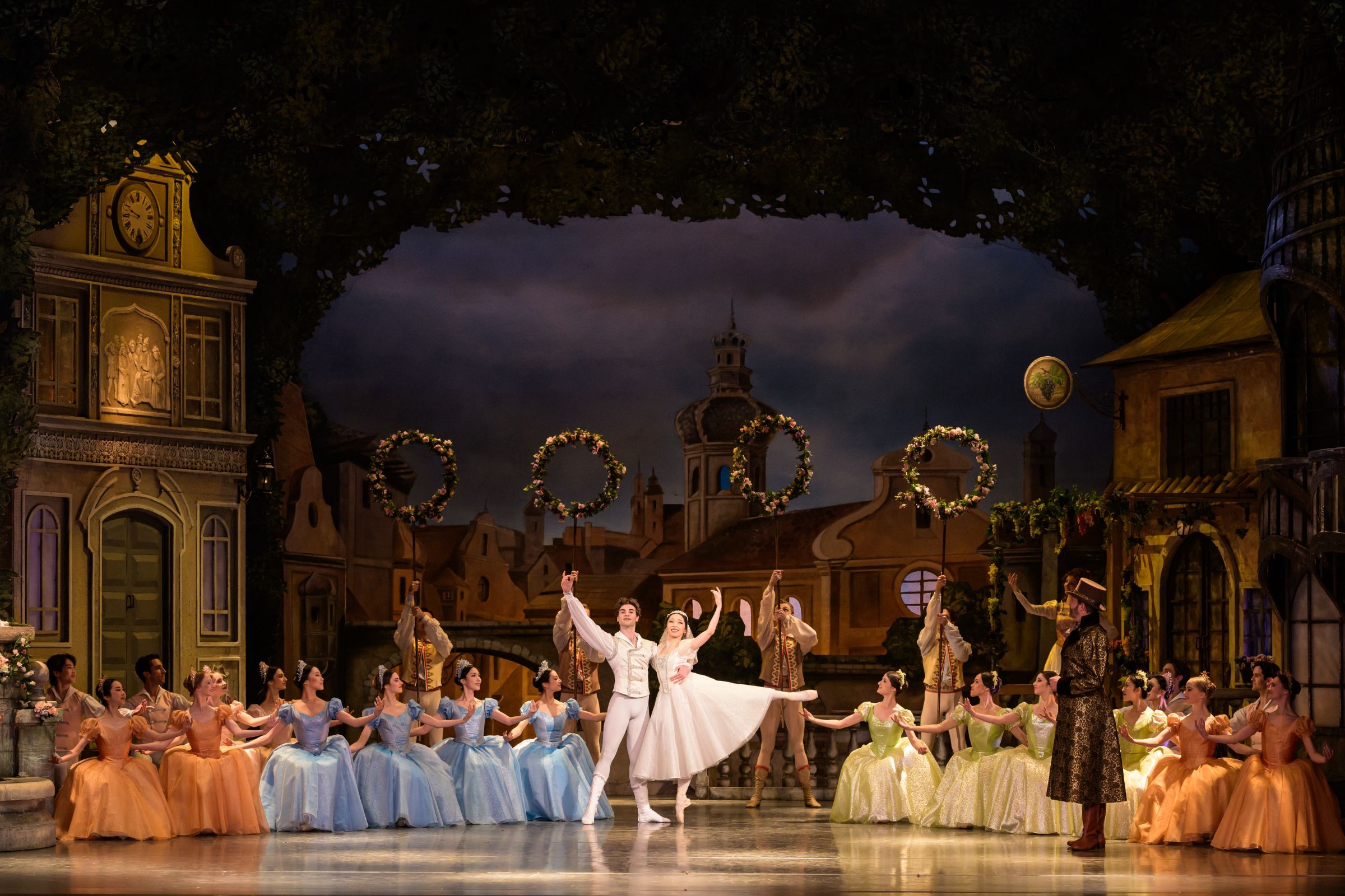 Federico Ievoli as Franz and Aya Okumura as Swanilda with Czech National Ballet in <i>Coppélia</i> © Serghei Gherciu