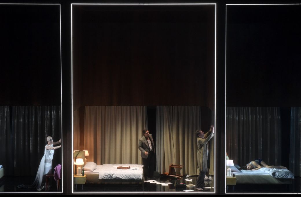 Dshamilja Kaiser (Venus), Domen Križaj (Wolfram), Marco Jentzsch (Tannh&auml;user), Henri Klein (Student) &copy; Barbara Aum&uuml;ller