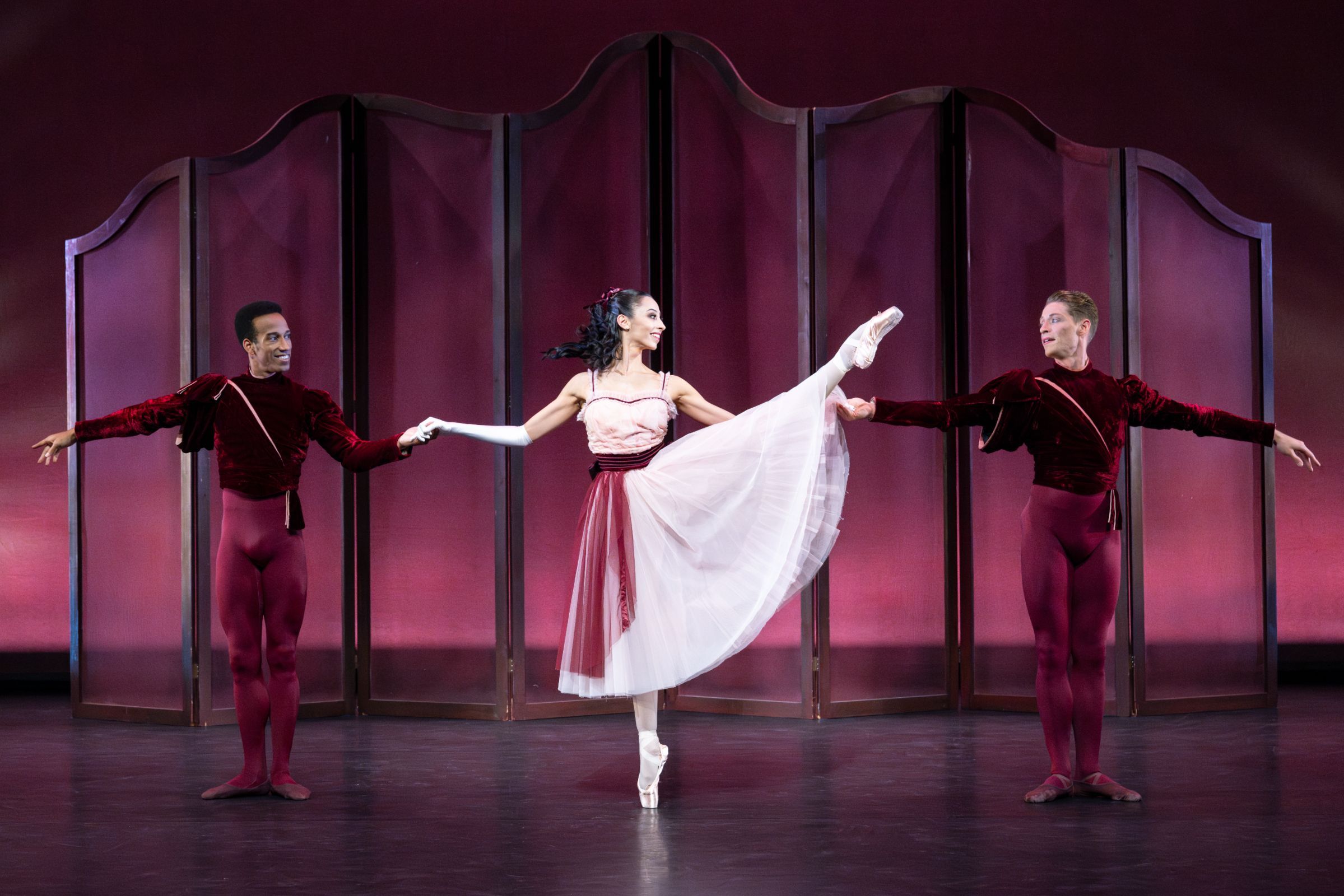 Ricardo Rhodes, Jessica Assef, Daniel Pratt in Frederick Ashton's <i>Valses nobles et sentimentales</i> &copy; Foteini Christofilopoulou