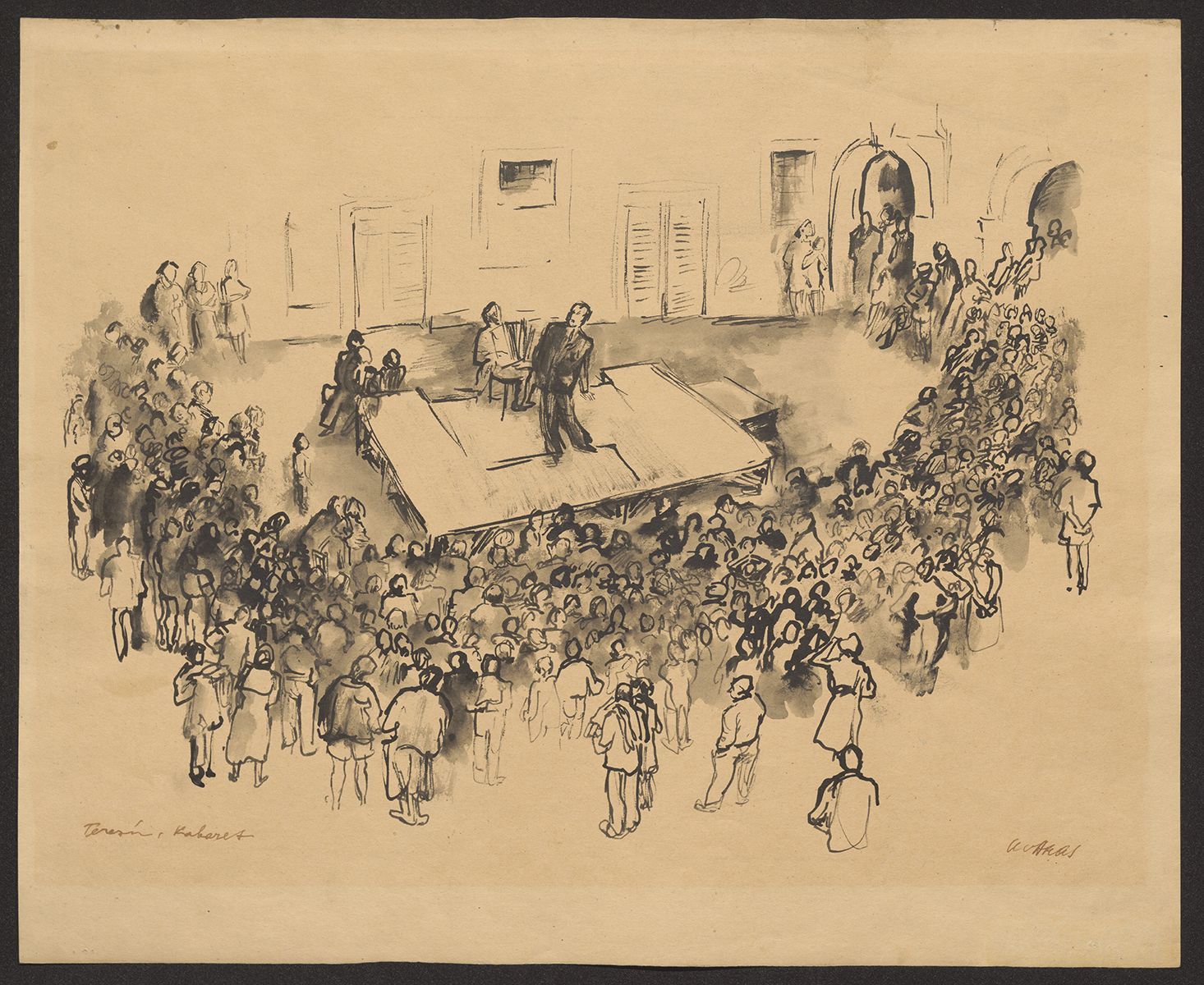 Leo Haas: Cabaret in the courtyard, Terezín (1942–44) &copy; musicanongrata.cz | Terezín Memorial