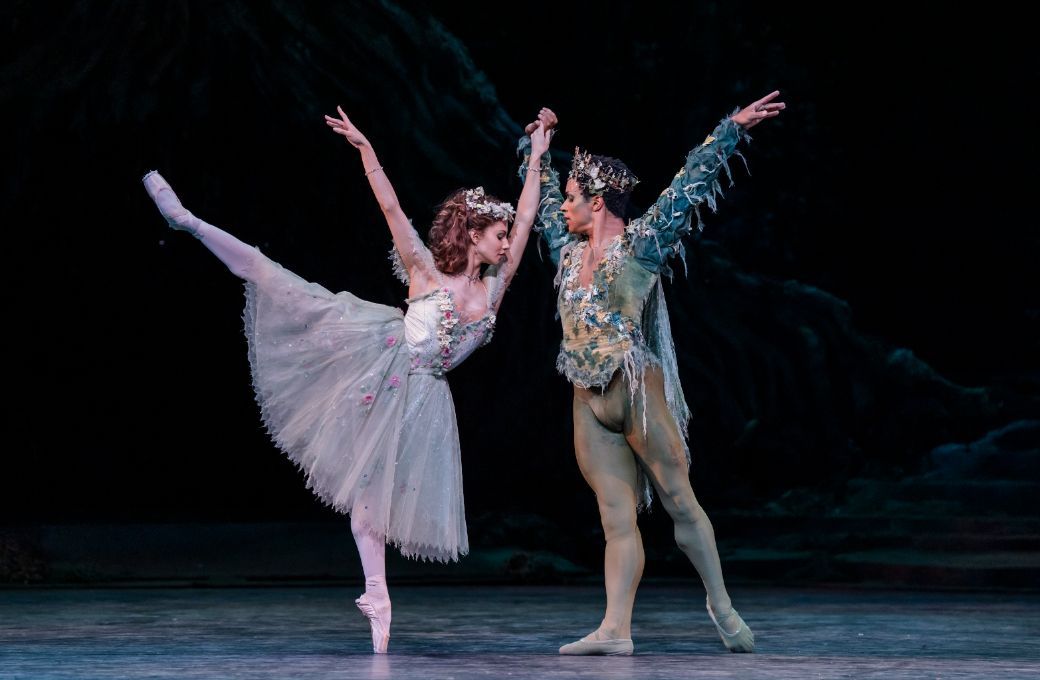 Francesca Hayward as Titania and Marcelino Samb&eacute; as Oberon in <i>The Dream</i> &copy; Tristram Kenton