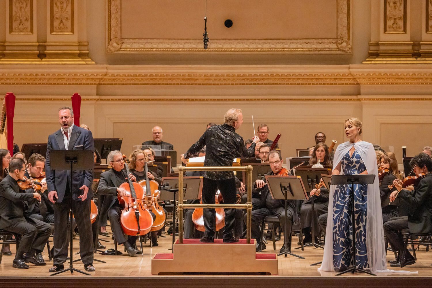 Christian Van Horn, Yannick Nézet-Séguin and Elīna Garanča &copy; Evan Zimmerman/Met Opera