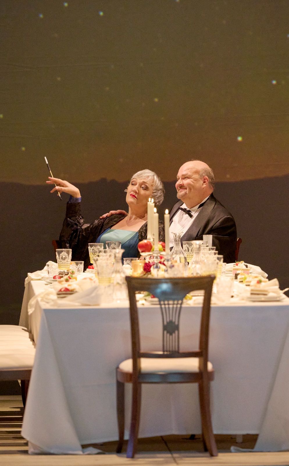Michaela Schuster (Herodias) und Gerhard Siegel (Herodes) &copy; Wiener Staatsoper | Michael Pöhn