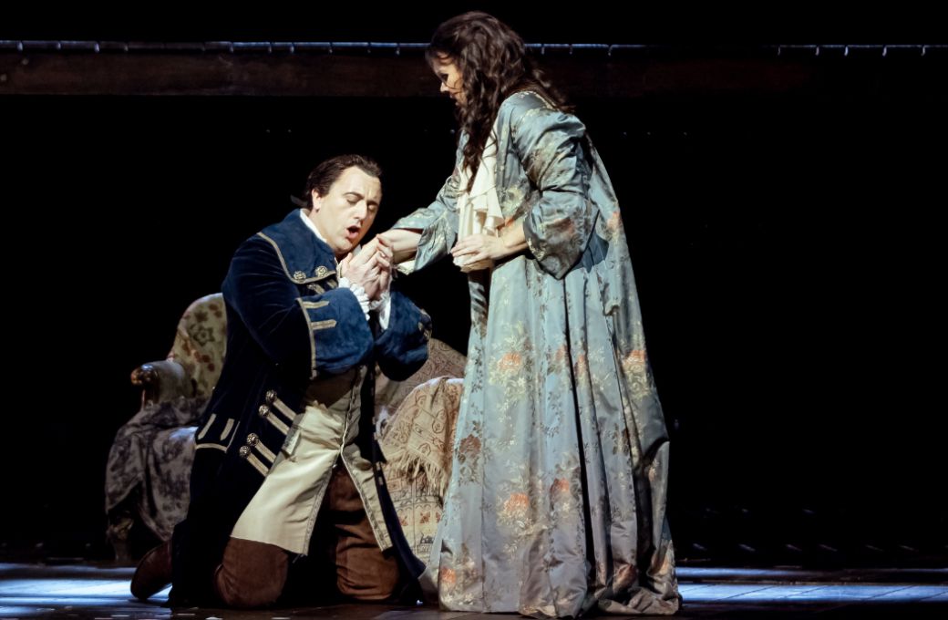 Freddie De Tommaso (Maurizio) y Aleksandra Kurzak (Adriana Lecouvreur) &copy; Sergi Panizo | Gran Teatre del Liceu