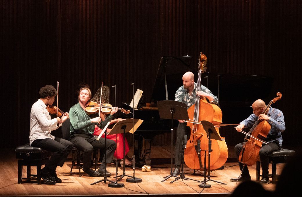 Braimah, Isata and Sheku Kanneh-Mason with Edgar Francis and Toby Hughes &copy; Marcus Roth | Britten Pears Arts