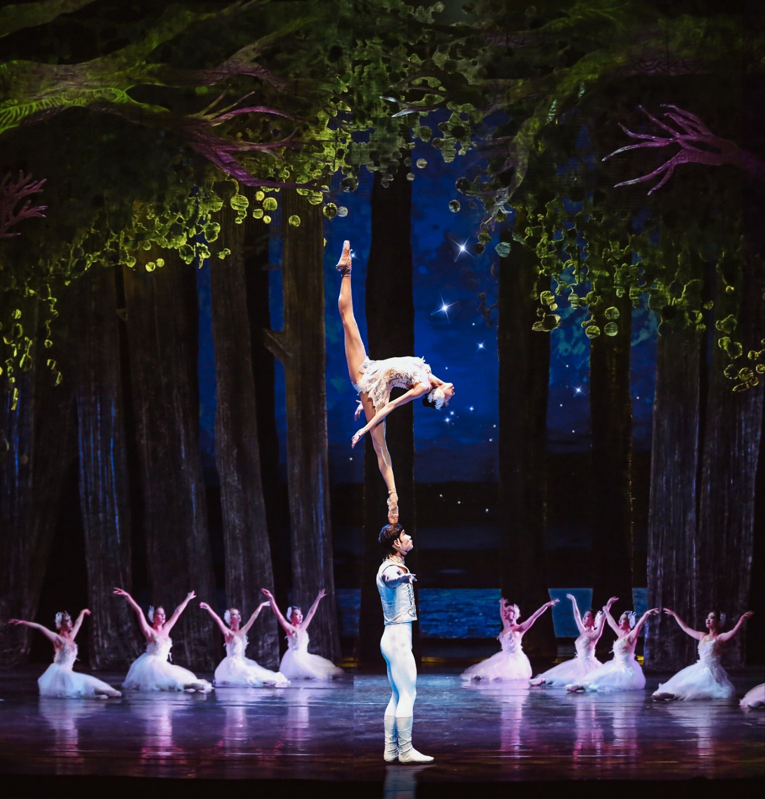Sun Yina and Zhou Jie in <i>The Acrobatic Swan Lake</i> © Xi'an Acrobatic Troupe