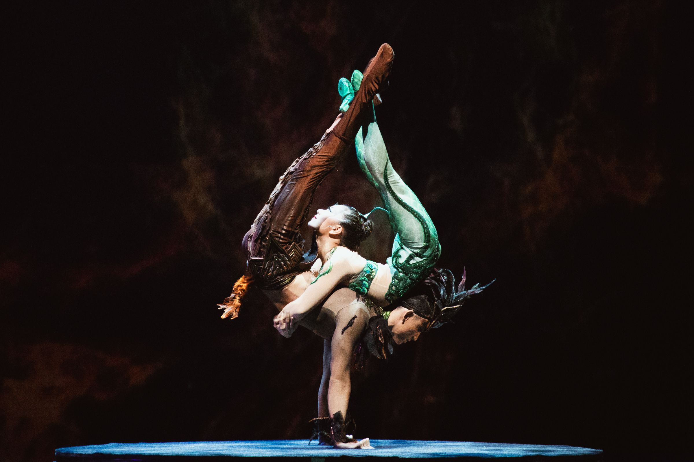 Li Jinyan as Snake and Li Tong as Eagle in <i>The Acrobatic Swan Lake</i> © Xi'an Acrobatic Troupe