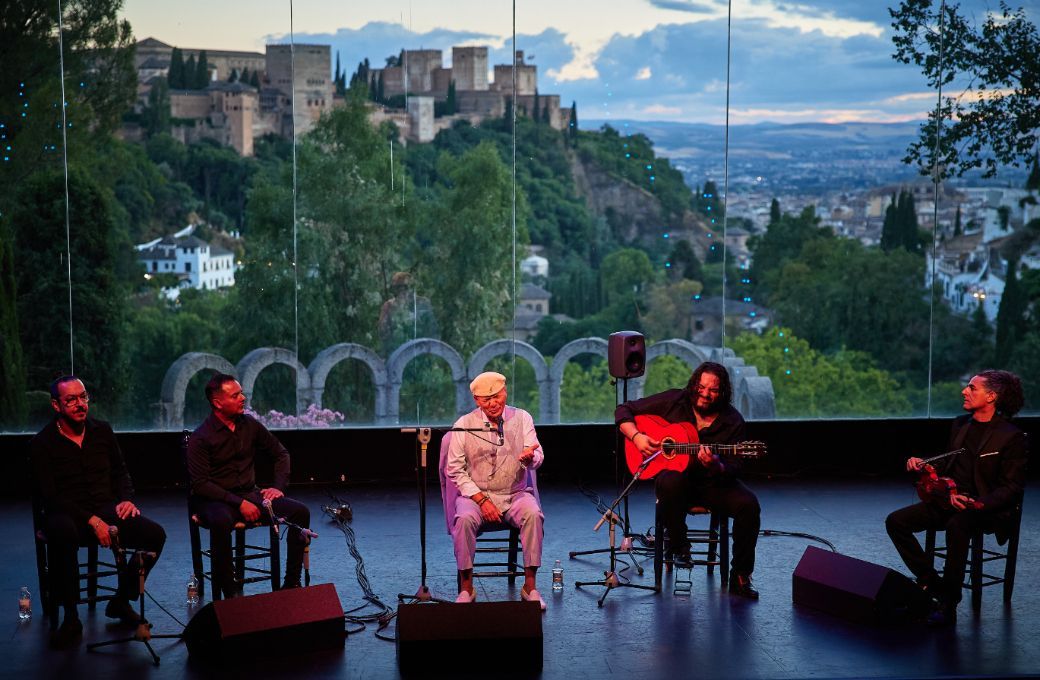 El Pele con Ni&ntilde;o Seve, Emilio Mart&iacute;n, Jos&eacute; Moreno y Edu G&oacute;mez en el Auditorio Municipal La Chumbera &copy; Ferm&iacute;n Rodr&iacute;guez | Festival Internacional de M&uacute;sica y Danza de Granada
