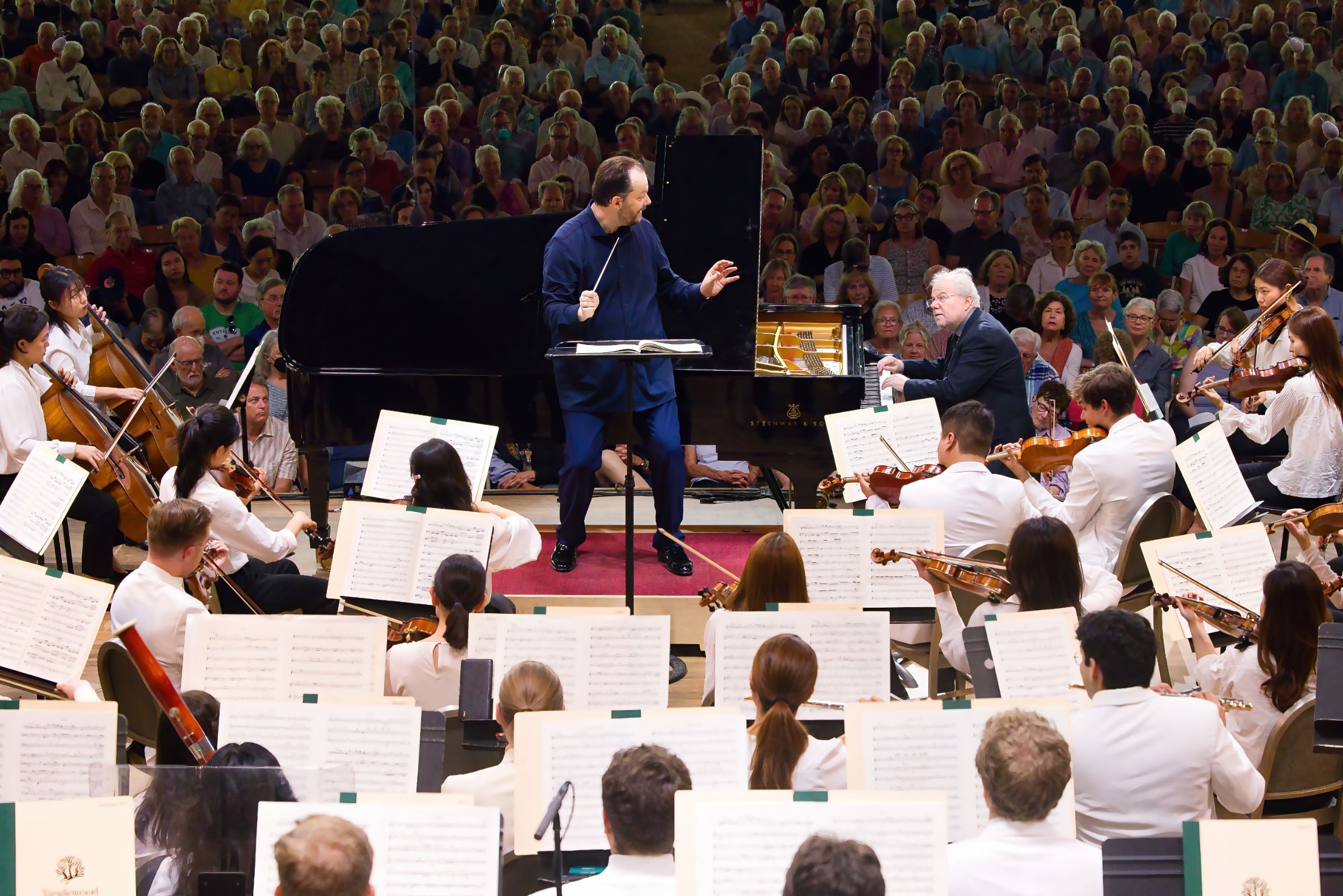 Andris Nelsons, Emanuel Ax and the Tanglewood Music Center Orchestra &copy; Hilary Scott, courtesy of the BSO