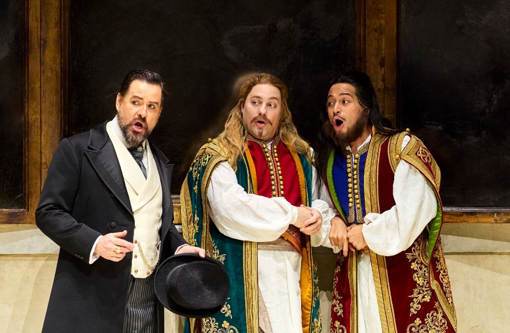 Richard Anderson (Don Alfonso), Nathan Lay (Guglielmo) and Filipe Manu (Ferrando) &copy; Keith Saunders