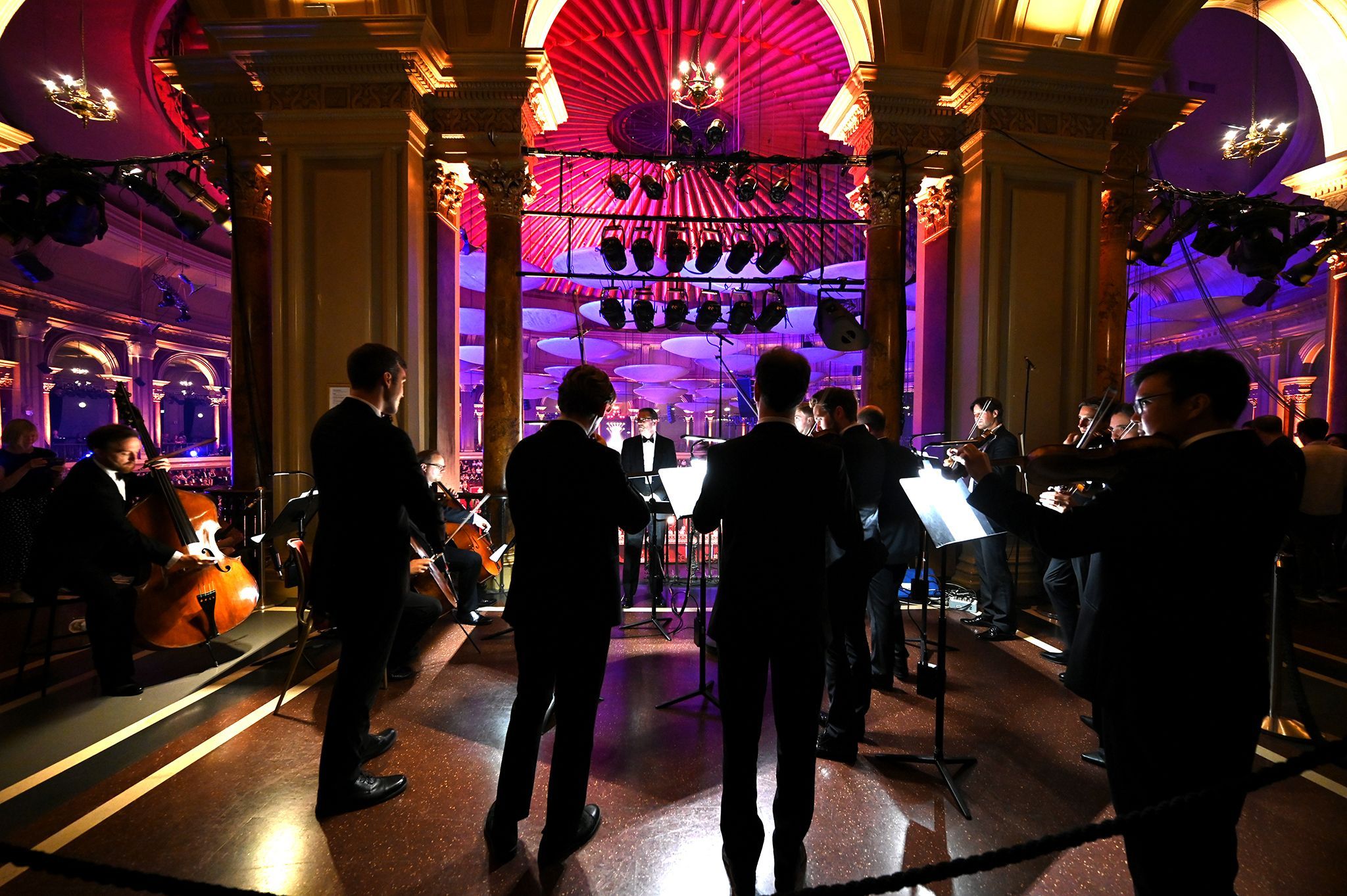 John Wilson and members of the Sinfonia of London in the Gallery &copy; BBC | Chris Christodoulou