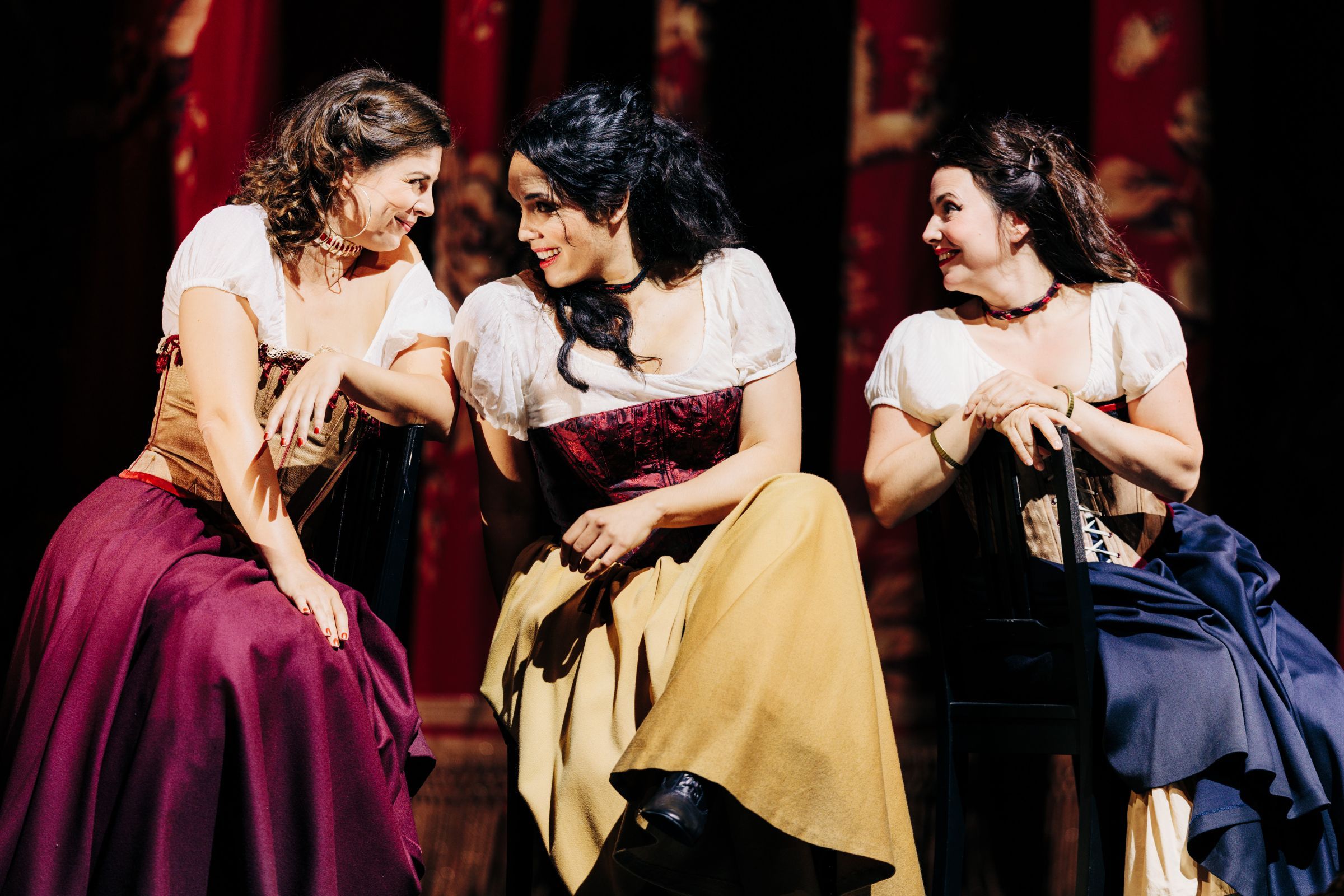 Aliénor Feix (Mercédès), Gaëlle Arquez (Carmen) and Norma Nahoun (Frasquita) © Andrew Perry