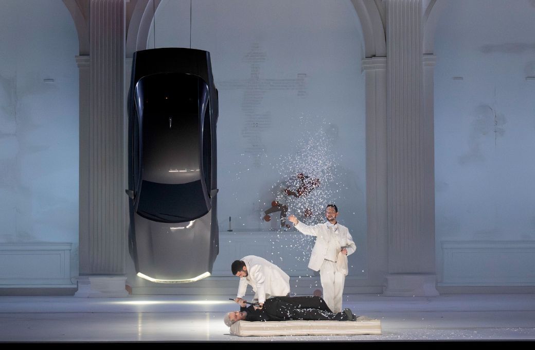 Dmitry Ulyanov (Il Commendatore), Davide Luciano (Don Giovanni) und Kyle Ketelsen (Leporello) &copy; Salzburger Festspiele | Monika Rittershaus