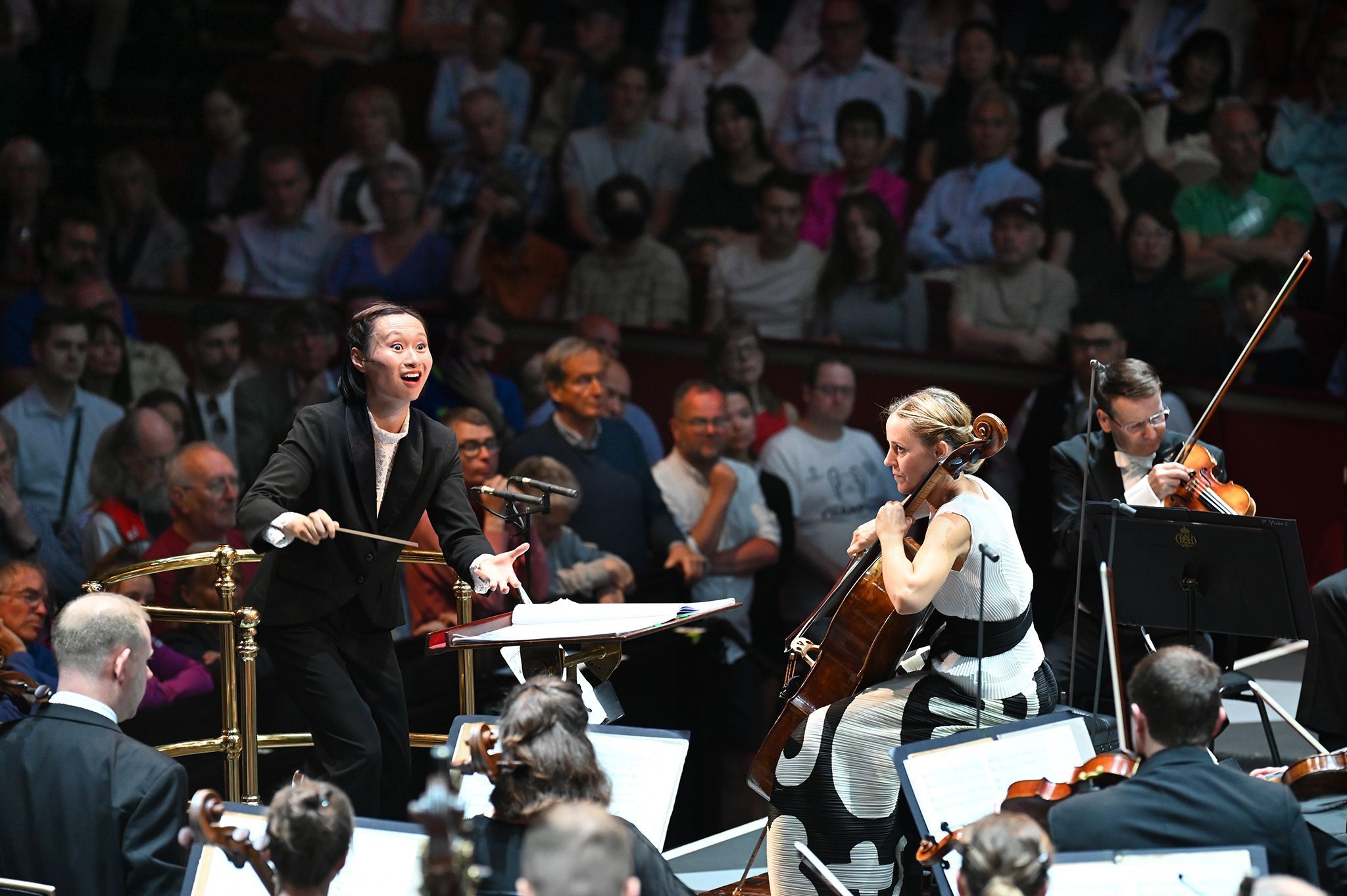Tianyi Lu, Sol Gabetta and the BBC Symphony Orchestra &copy; BBC |  Chris Christodoulou