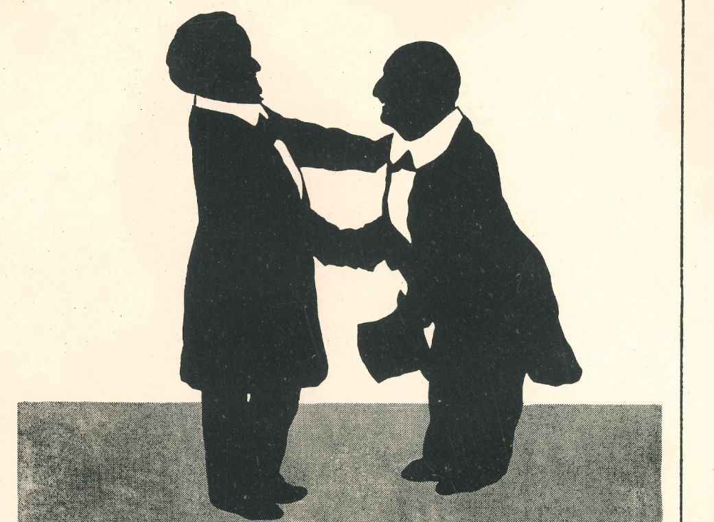 Silhouete by Otto Böhler of Bruckner meeting Wagner in Bayreuth © Public domain