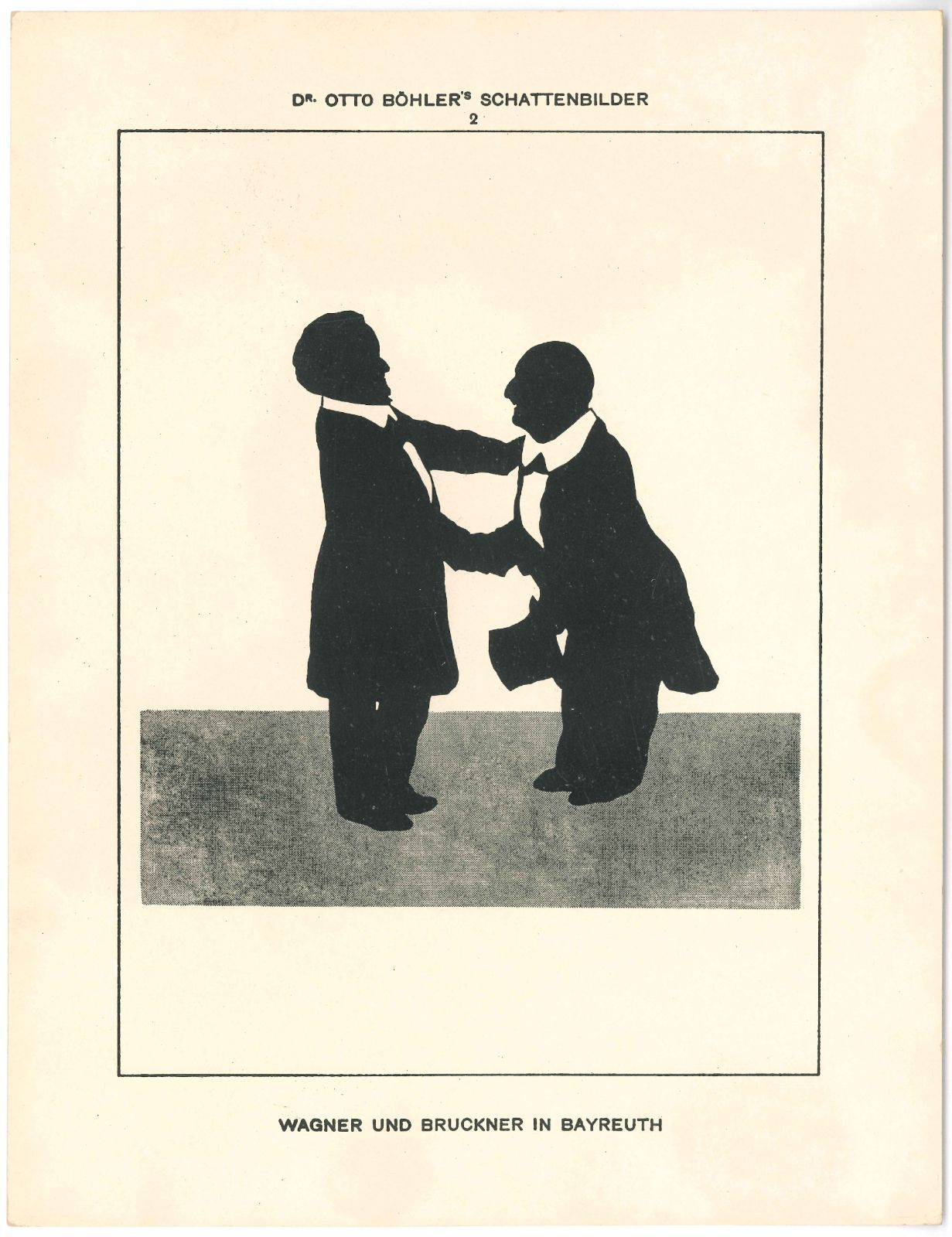 Silhouete by Otto Böhler of Bruckner meeting Wagner in Bayreuth © Public domain