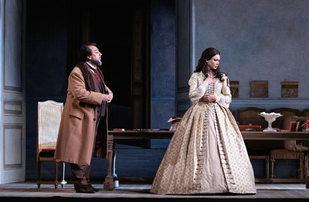 George Petean (Germont) and Aida Garifullina (Violetta) &copy; ROH | Camilla Greenwell