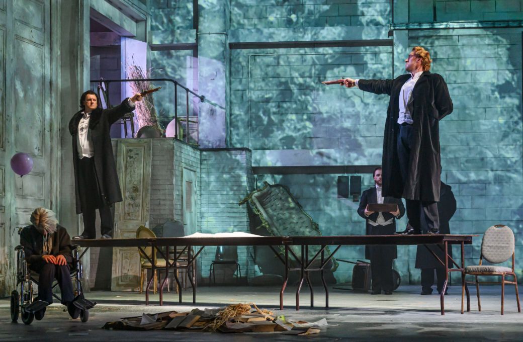 Norman Reinhardt (Lensky) and Yuriy Yurchuk (Onegin) &copy; Neil Harrison Photography | Northern Ireland Opera