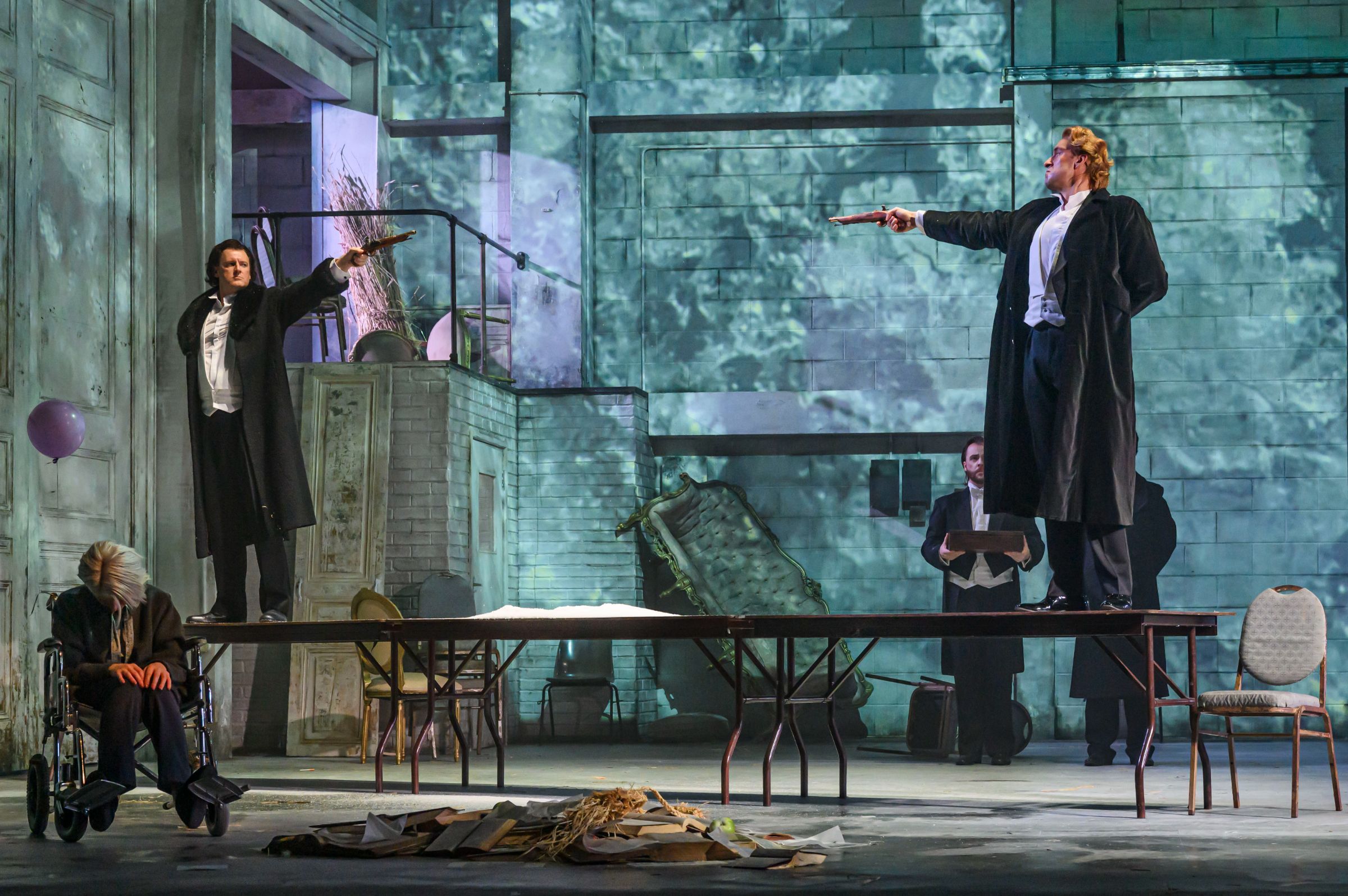 Norman Reinhardt (Lensky) and Yuriy Yurchuk (Onegin) &copy; Neil Harrison Photography | Northern Ireland Opera
