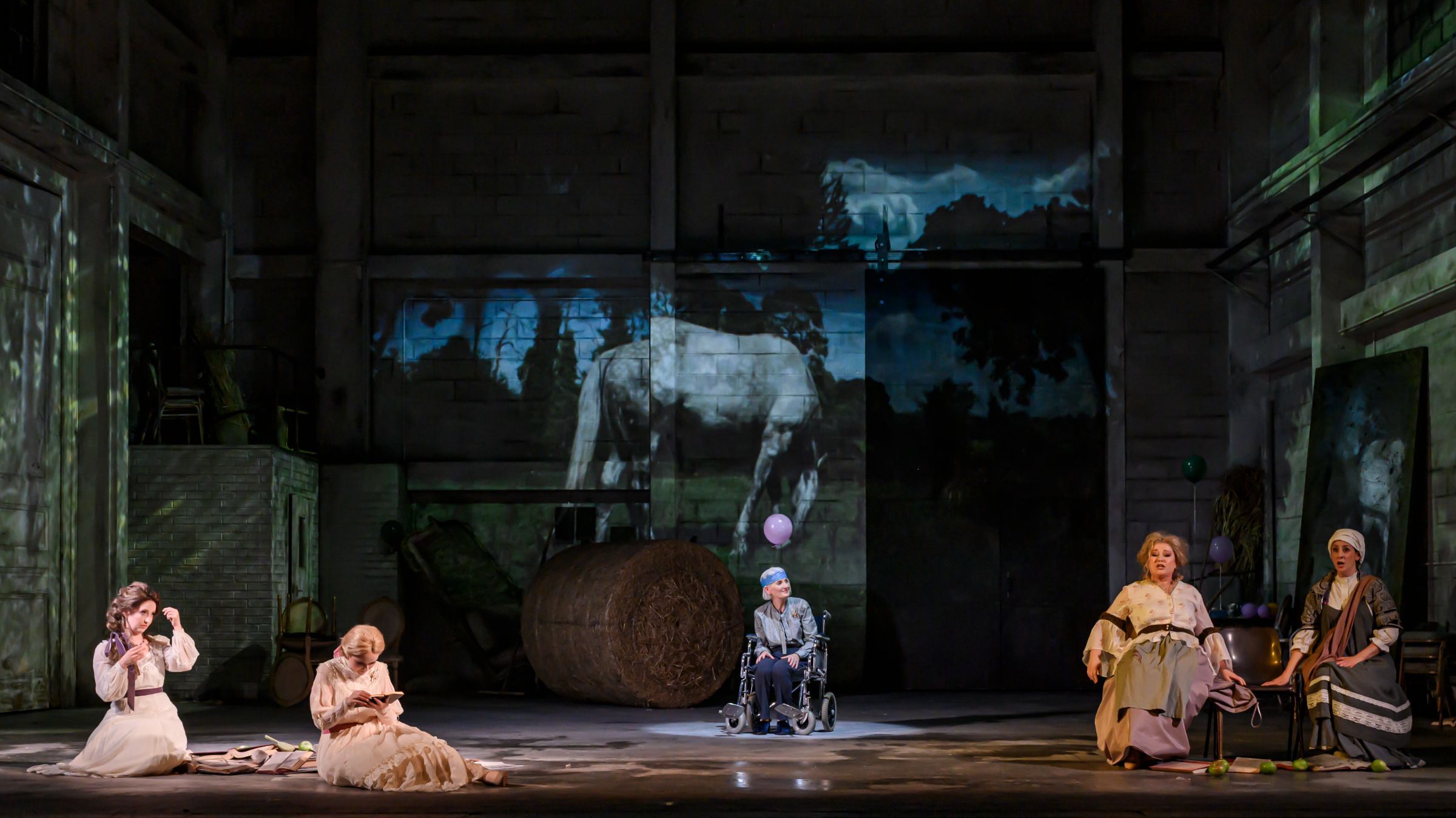 Sarah Richmond (Olga), Mary McCabe (Tatyana), Anne Flanagan (Older Tatyana), Carolyn Dobbin (Larina) &copy; Neil Harrison Photography | Northern Ireland Opera