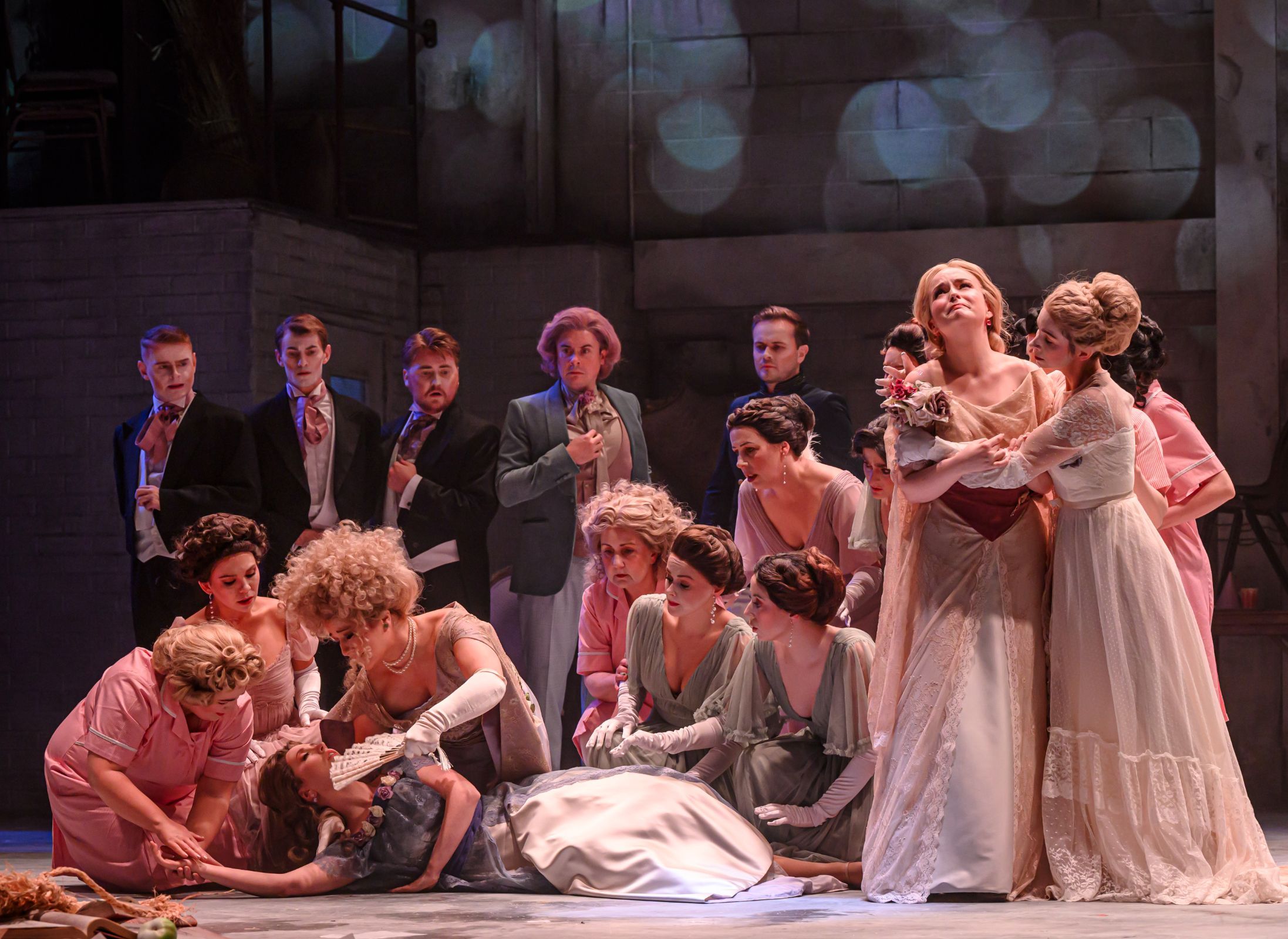 Sarah Richmond (Olga), Mary McCabe (Tatyana) and chorus &copy; Neil Harrison Photography | Northern Ireland Opera