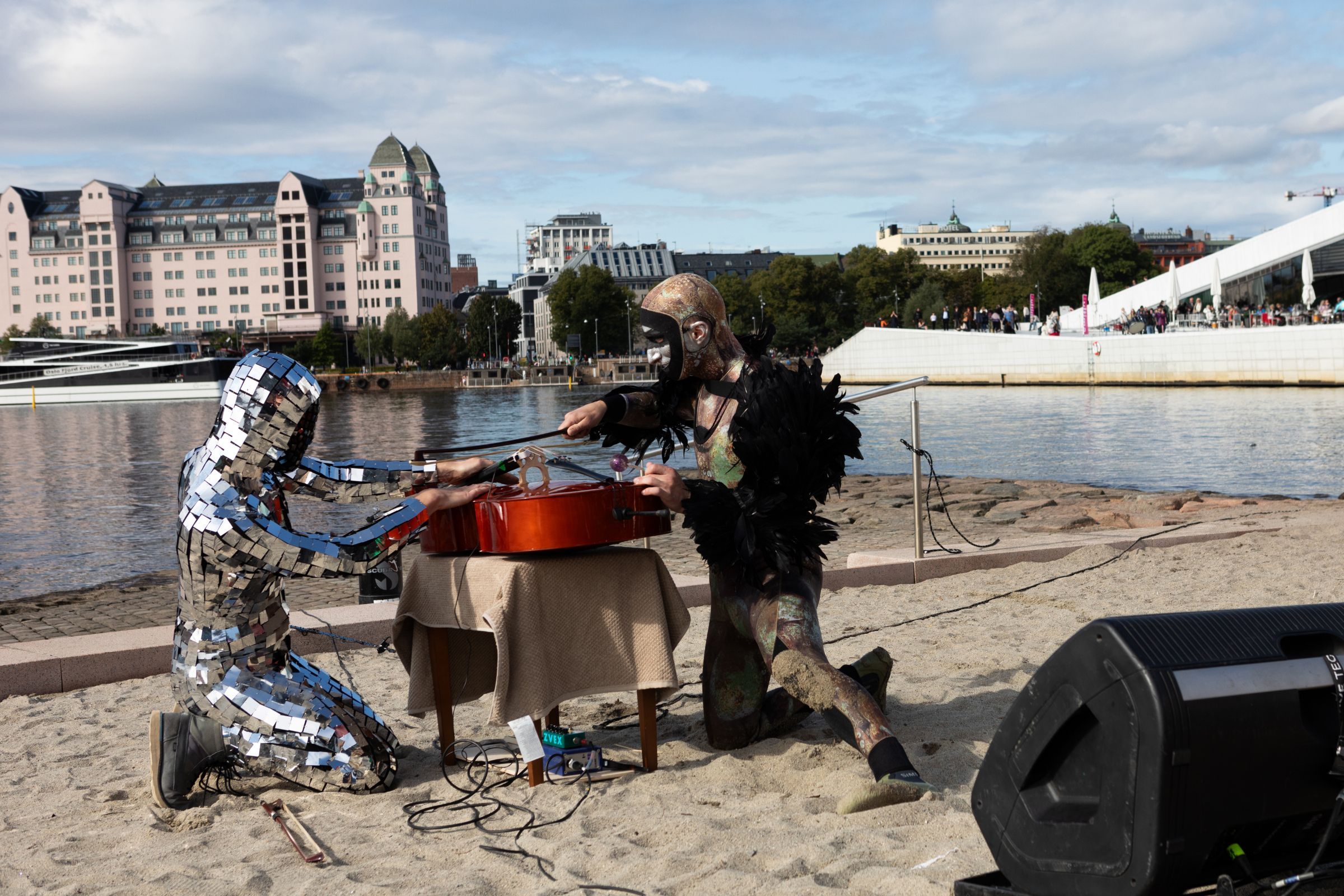 Travis Andrews and Andy Meyerson perform in Raven Chacon’s <i>Tremble Staves</i> &copy; Nabeeh Samaan