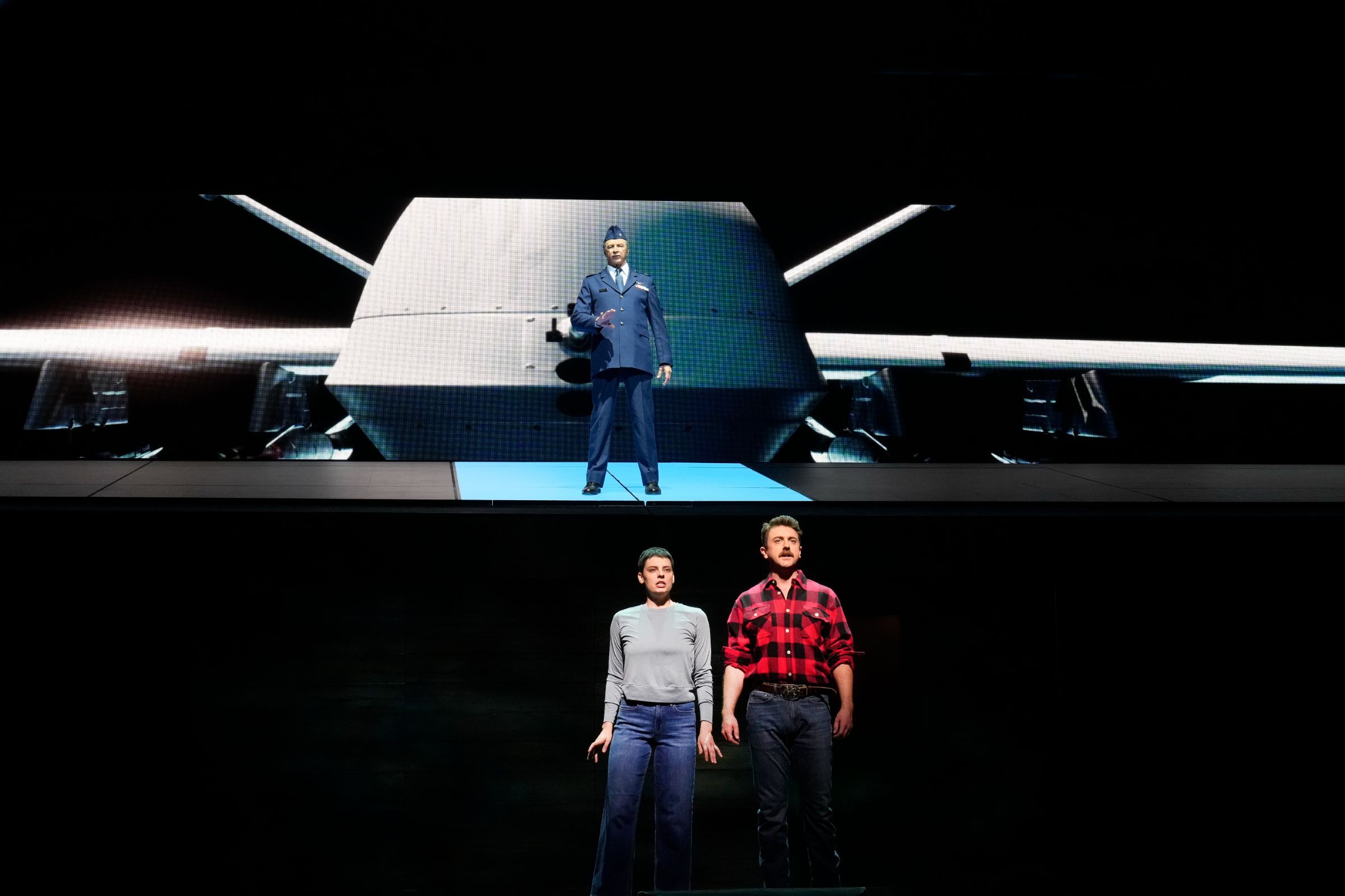 Greer Grimsley (Commander), Emily D'Angelo (Jess) and Ben Bliss (Eric) &copy; Ken Howard | Met Opera