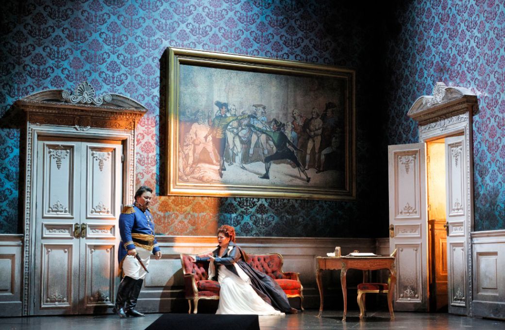 Amartuvshin Enkhbat (Renato) and Lianna Haroutounian (Amelia) &copy; Cory Weaver | San Francisco Opera