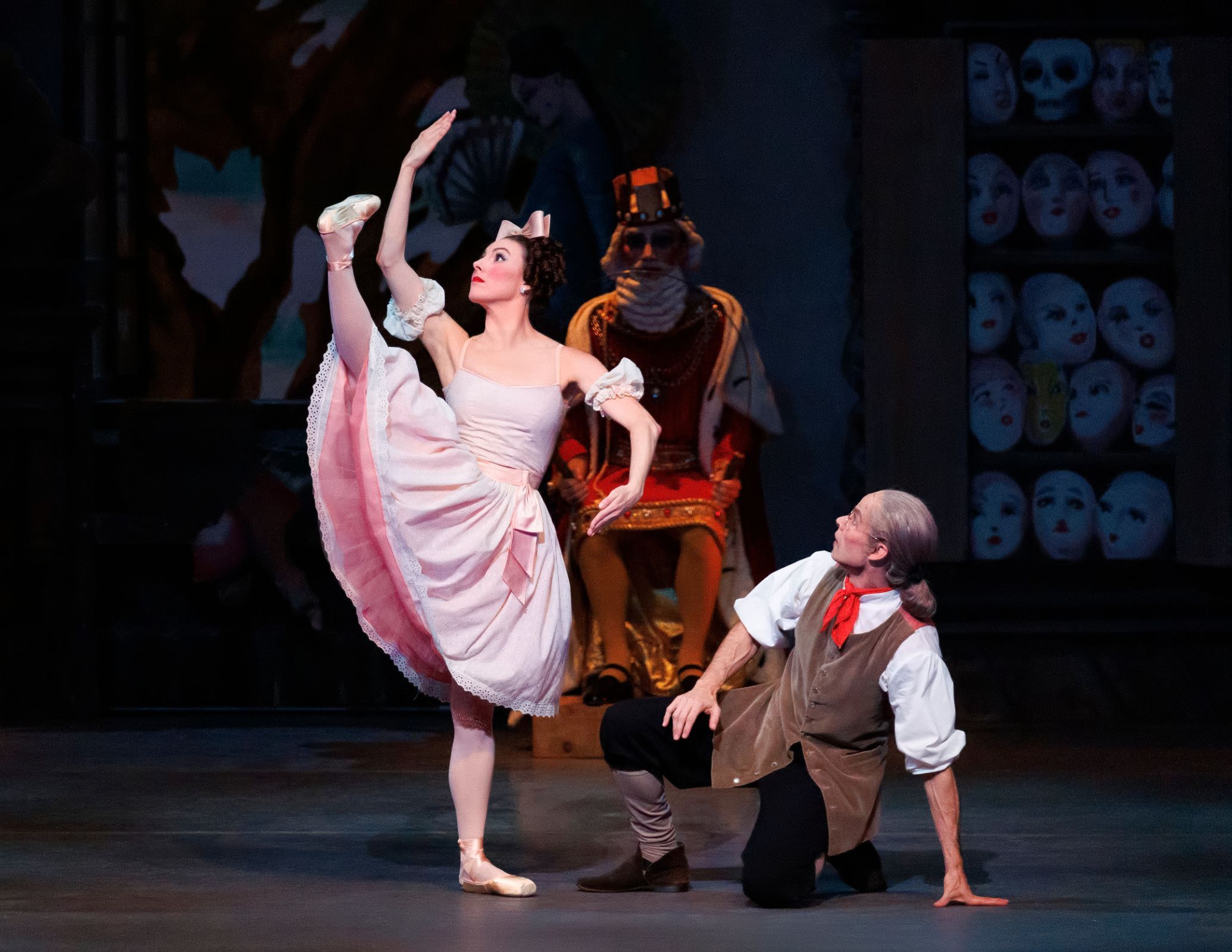 Tiler Peck as Swanilda and Adam Hendrickson as Dr Coppélius in <i>Coppélia</i> &copy; Erin Baiano