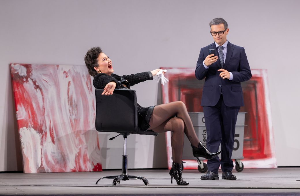 Stéphanie d'Oustrac (Orontea) and Mirco Palazzi (Creonte) © Vito Lorusso | Teatro alla Scala
