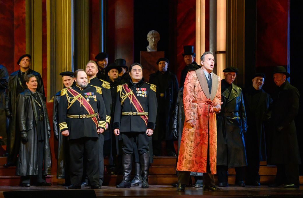 Stephen Costello (Duke of Mantua) and chorus &copy; Nina Wurtzel | Met Opera
