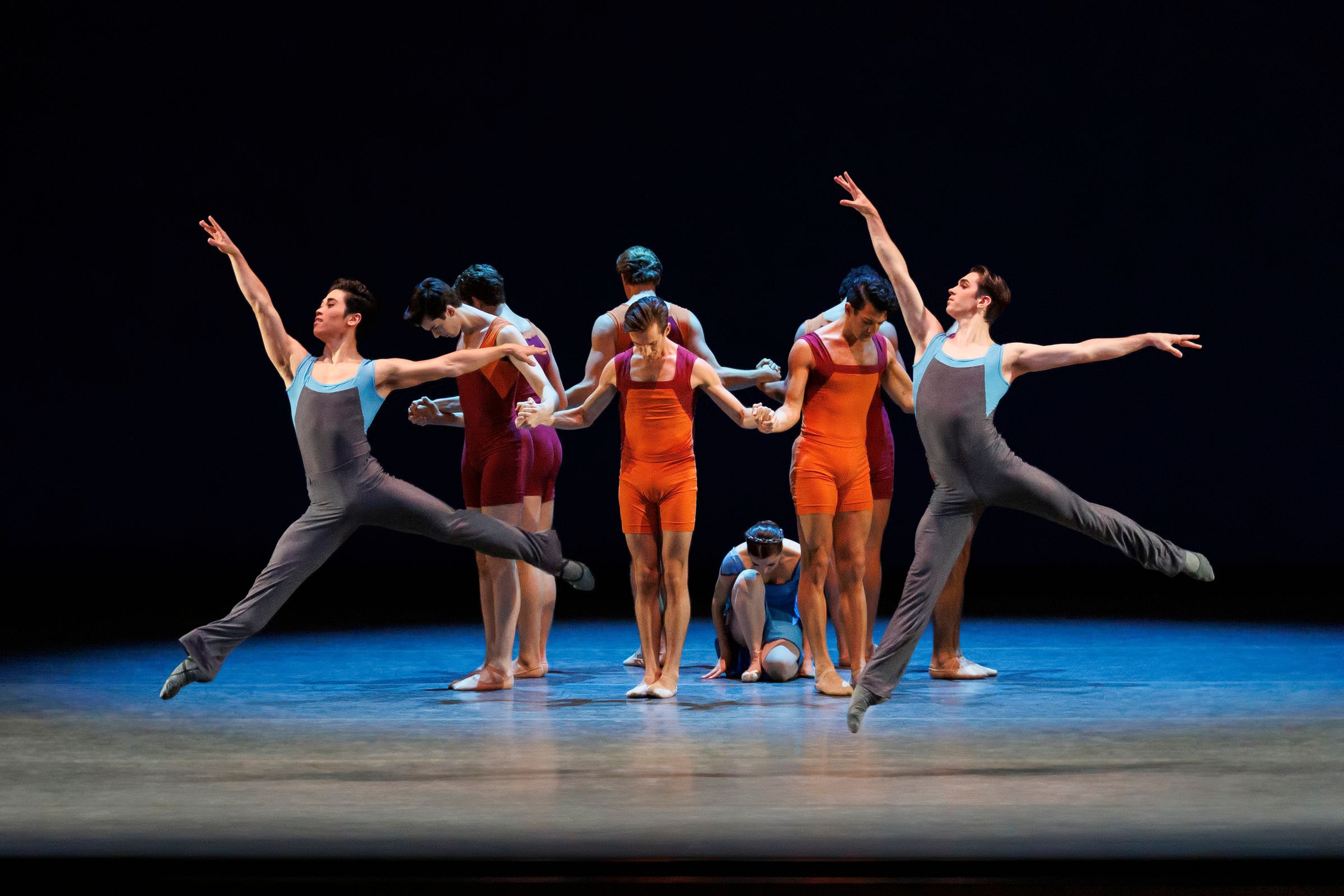 KJ Takahashi, David Gabriel and the Company in Alexei Ratmansky's <i>Concerto DSCH</i> © Erin Baiano