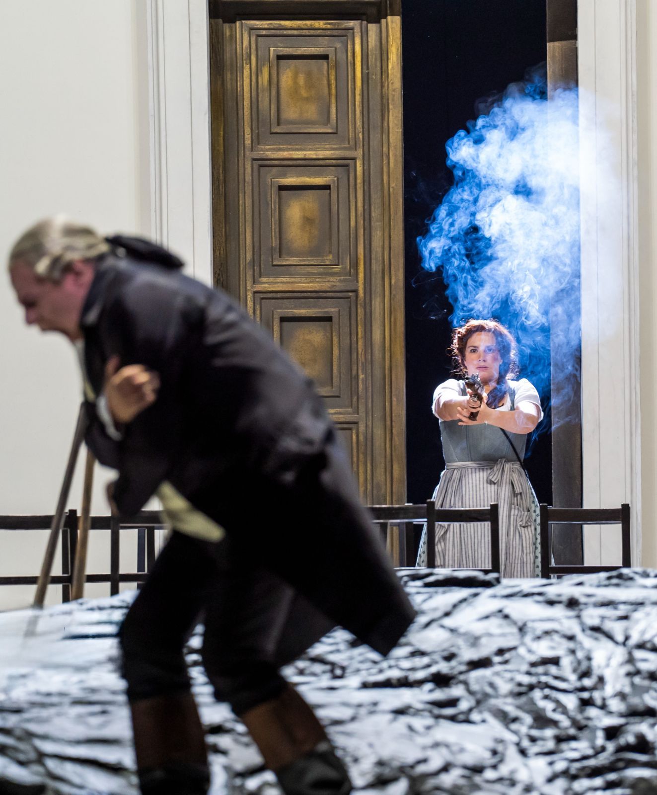 Jochen Schmeckenbecher (Don Pizarro) and Christina Gansch (Marzelline) &copy; Tristram Kenton, 2024