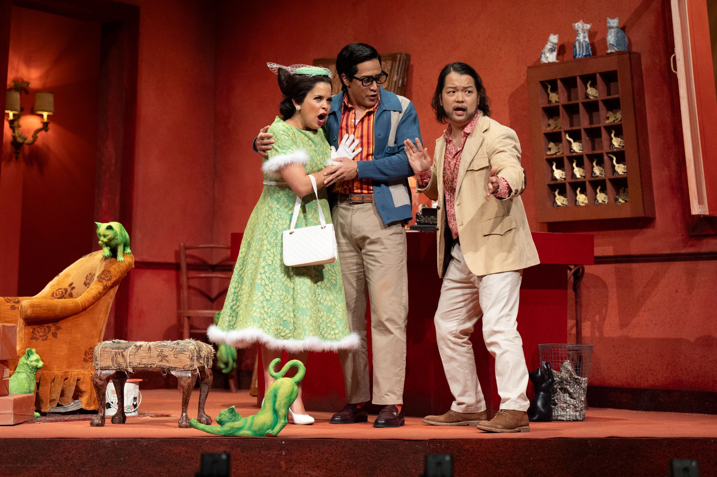 Simone Osborne (Norina), Josef Jeongmeen Ahn (Malatesta) and Filipe Manu (Ernesto) &copy; Jane Barlow