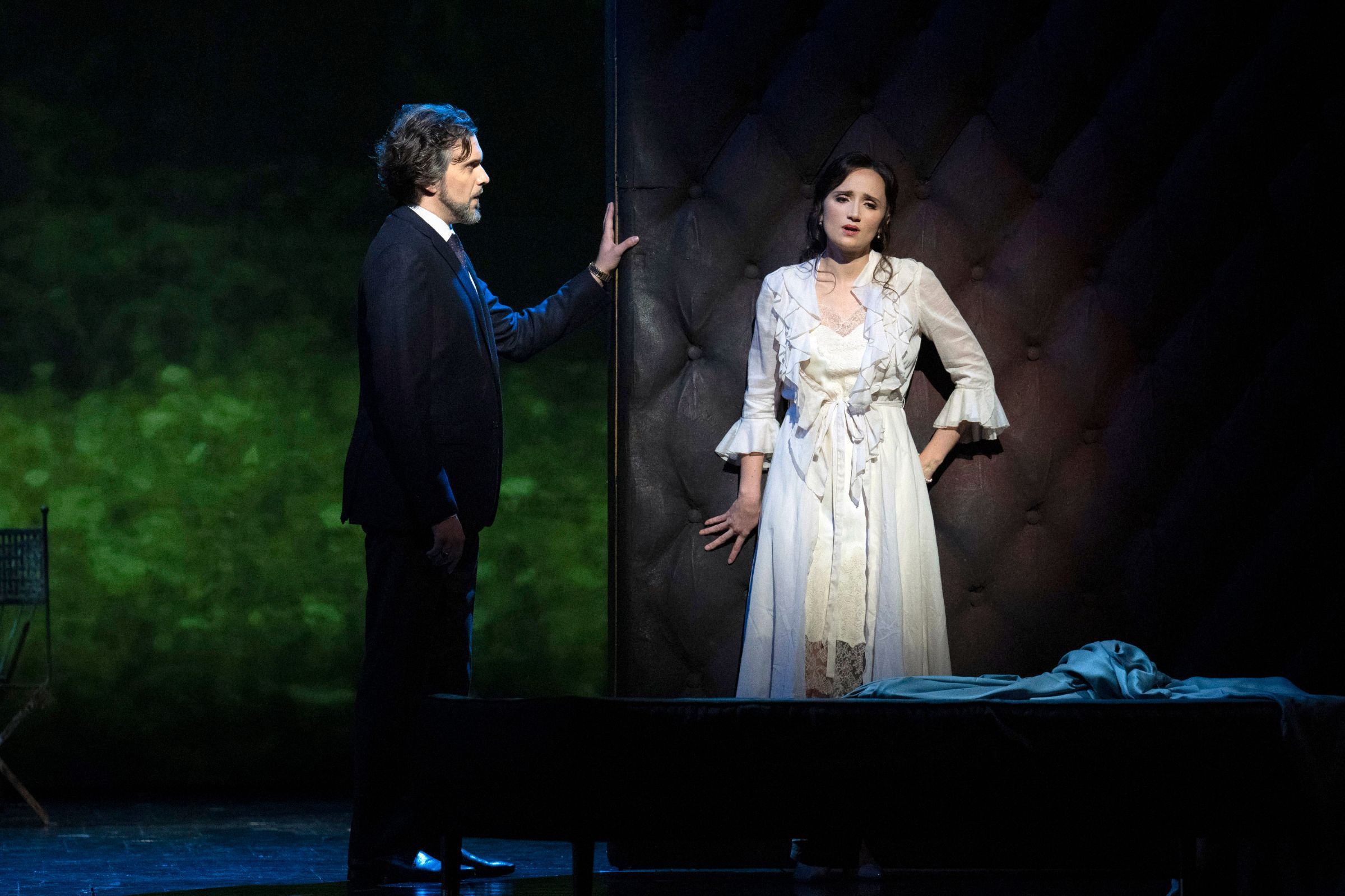 Christian Federici (Germont) and Elisa Verzier (Violetta) &copy; Glyndebourne Productions Ltd, Photographer: Richard Hubert Smith