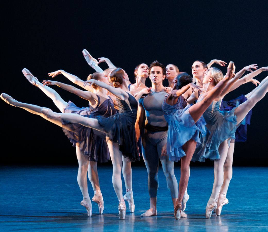 Roman Mejia and Company in Tiler Peck's <i>Concerto for Two Pianos</i> &copy; Erin Baiano