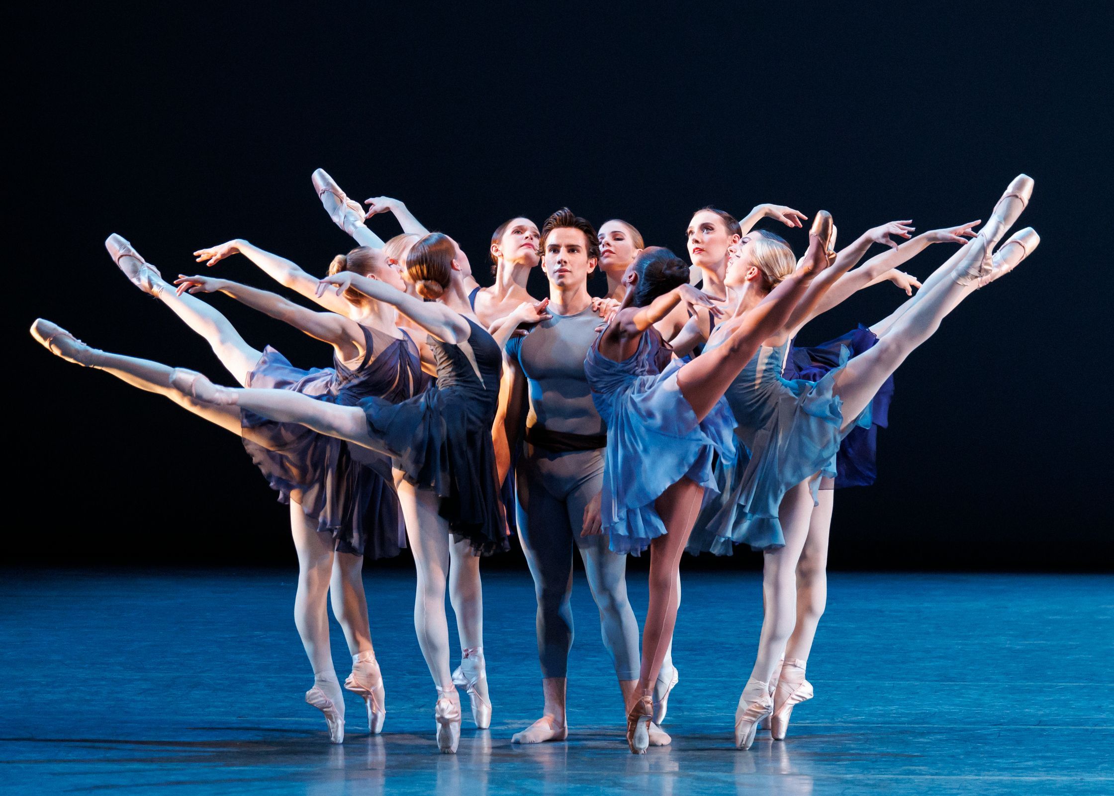 Roman Mejia and Company in Tiler Peck's <i>Concerto for Two Pianos</i> &copy; Erin Baiano