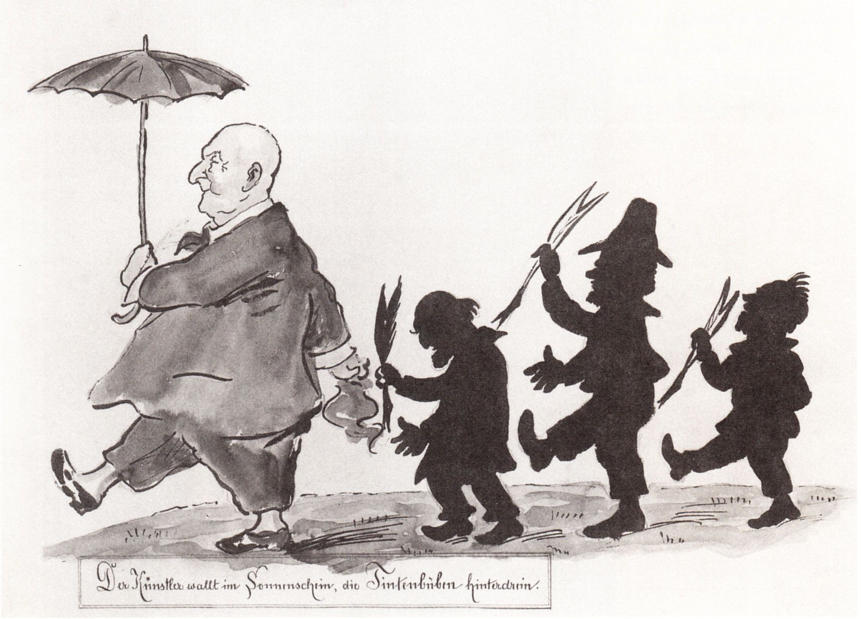 Anton Bruckner persued by critics, caricature by Otto Böhler &copy; Otto Böhler | Public Domain