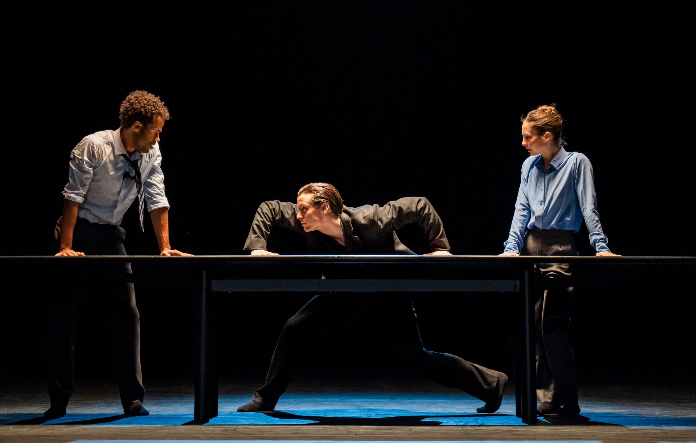 Joseph Sissens, Calvin Richardson and Ashley Dean in Crystal Pite's <i>The Statement</i> &copy; Tristram Kenton