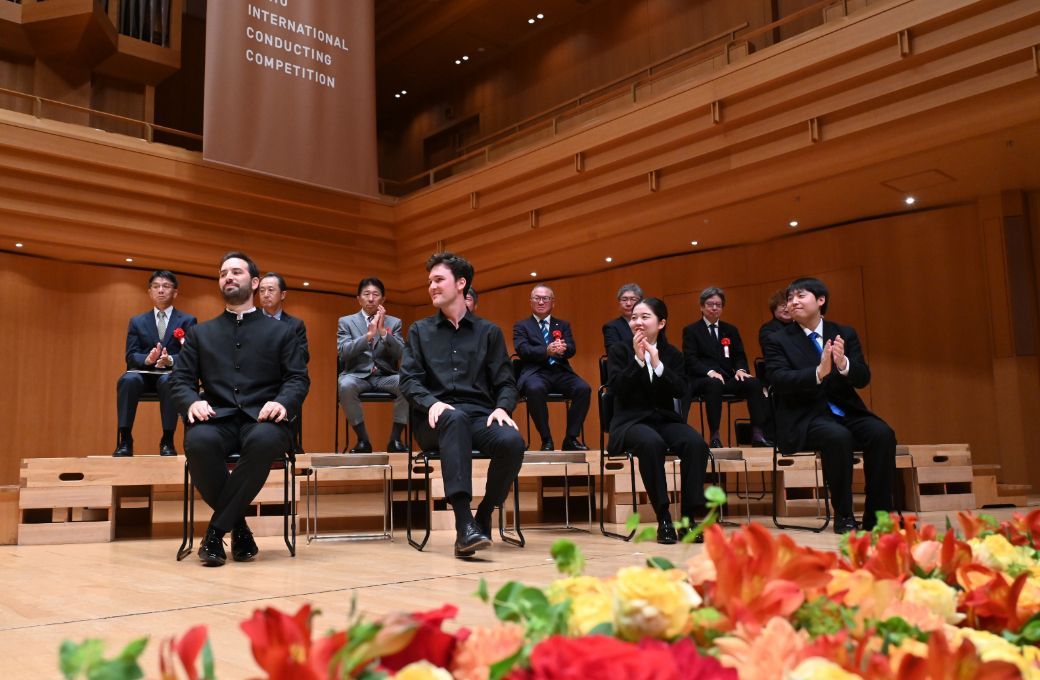 The four finalists: Michailidis, Court-Wood, Yoshizaki and Okazaki © Tokyo International Conducting Competition