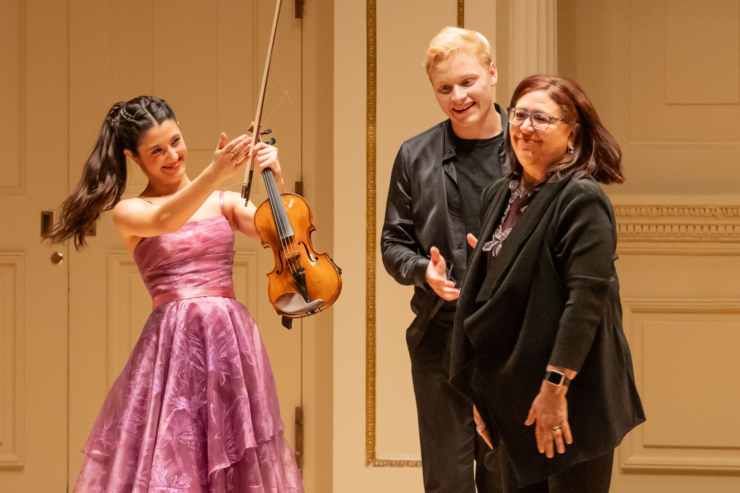 María Dueñas, Alexander Malofeev and Gabriela Ortiz &copy; Steven Pisano for Bachtrack
