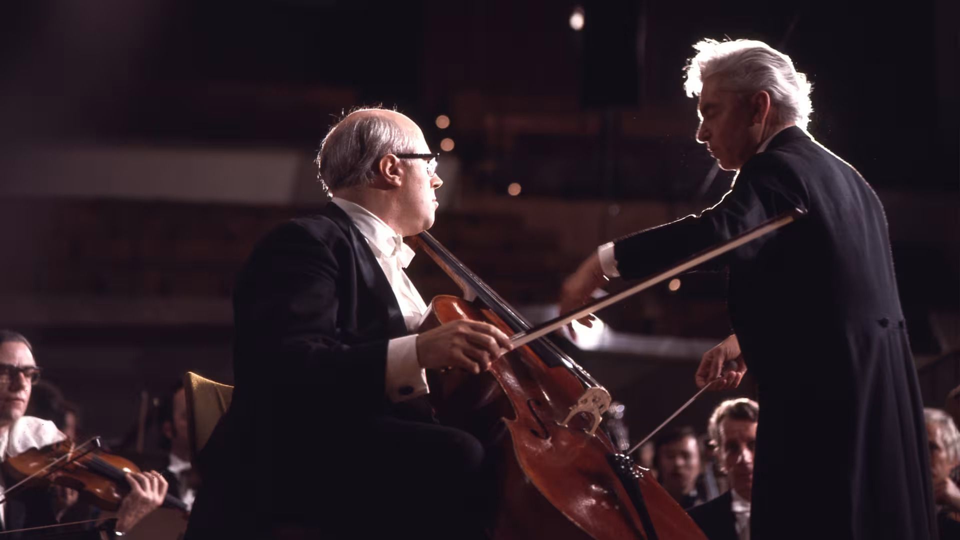 Karajan performs with Mstislav Rostropovich &copy; Unitel