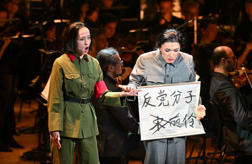 Fleur Barron (Comrade Chin) and Kangmin Justin Kim (Song Liling) © BBC | Mark Allan