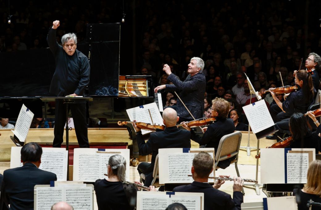 Sir Antonio Pappano, Jean-Yves Thibaudet and the Boston Symphony © Winslow Townson, courtesy of the BSO