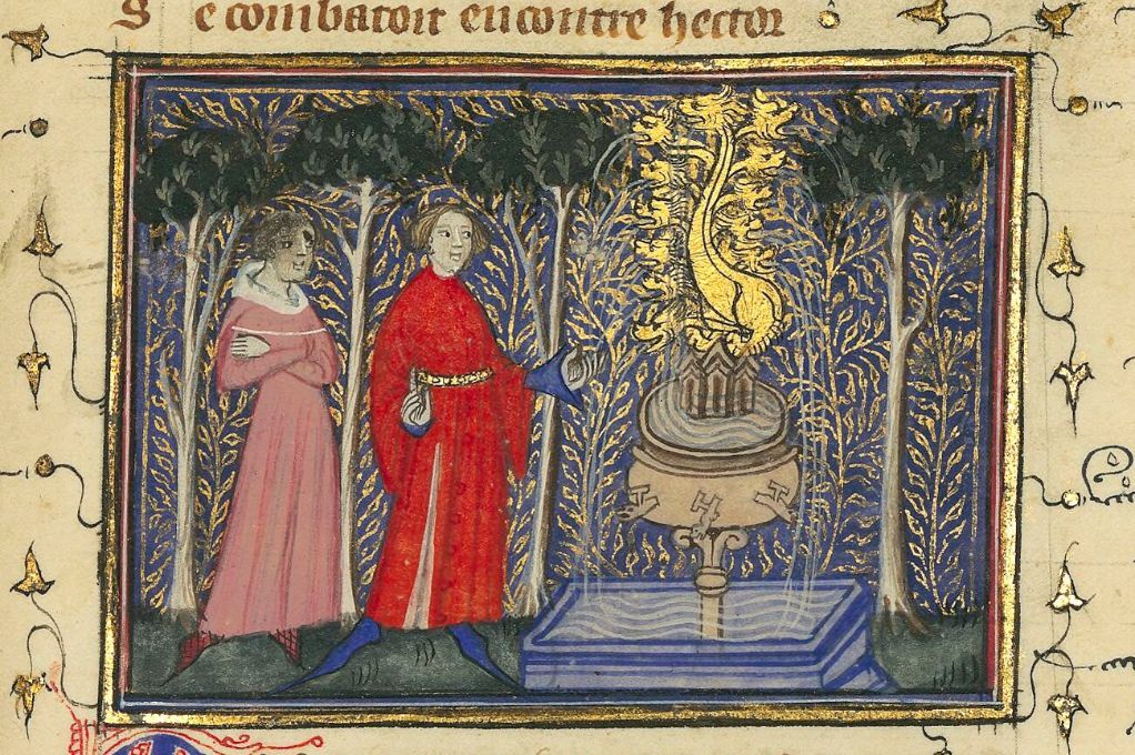 Illustration from Machaut’s complete works (c.1390): the fountain of love &copy; gallica.bnf.fr | Bibliothèque nationale de France