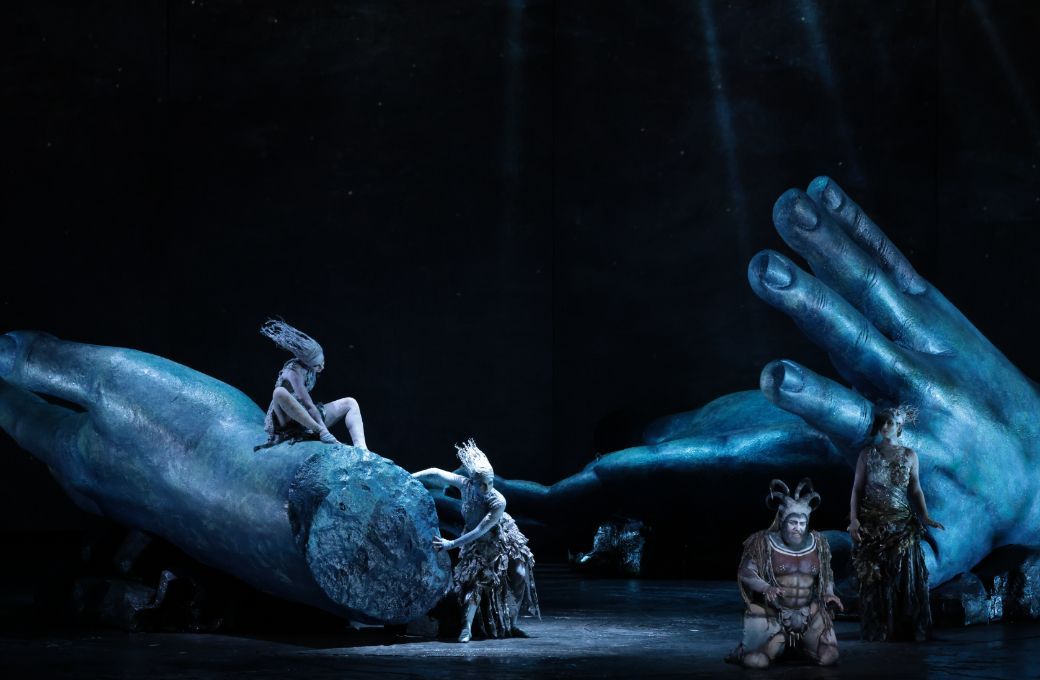 Ólafur Sigurdarson (Alberich), Andrea Carroll, Svetlina Stoyanova and Virginie Verrez (Rhinemaidens) © Teatro alla Scala | Brescia e Amisano