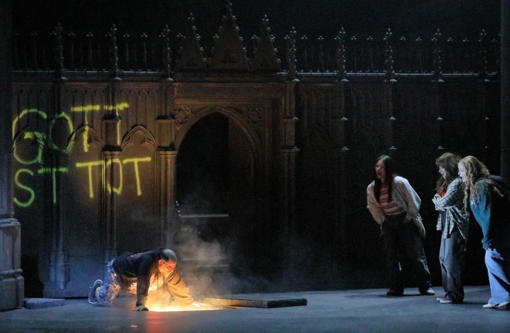 Markus Br&uuml;ck (Alberich), Yajie Zhang, Verity Wingate and Sarah Brady (Rhinemaidens) &copy; Wilfried H&ouml;sl